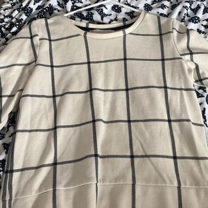 square patterned, off white sweater